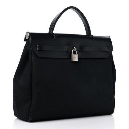 Hermes Toile Vache Calfskin Herbag 30 PM Black 3 of 18