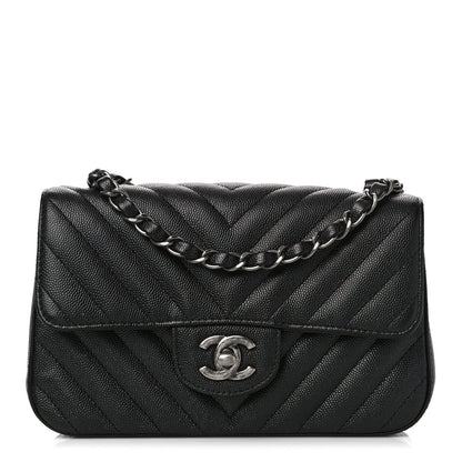 Chanel Caviar Chevron Quilted Mini Rectangular Flap Black 1 of 13