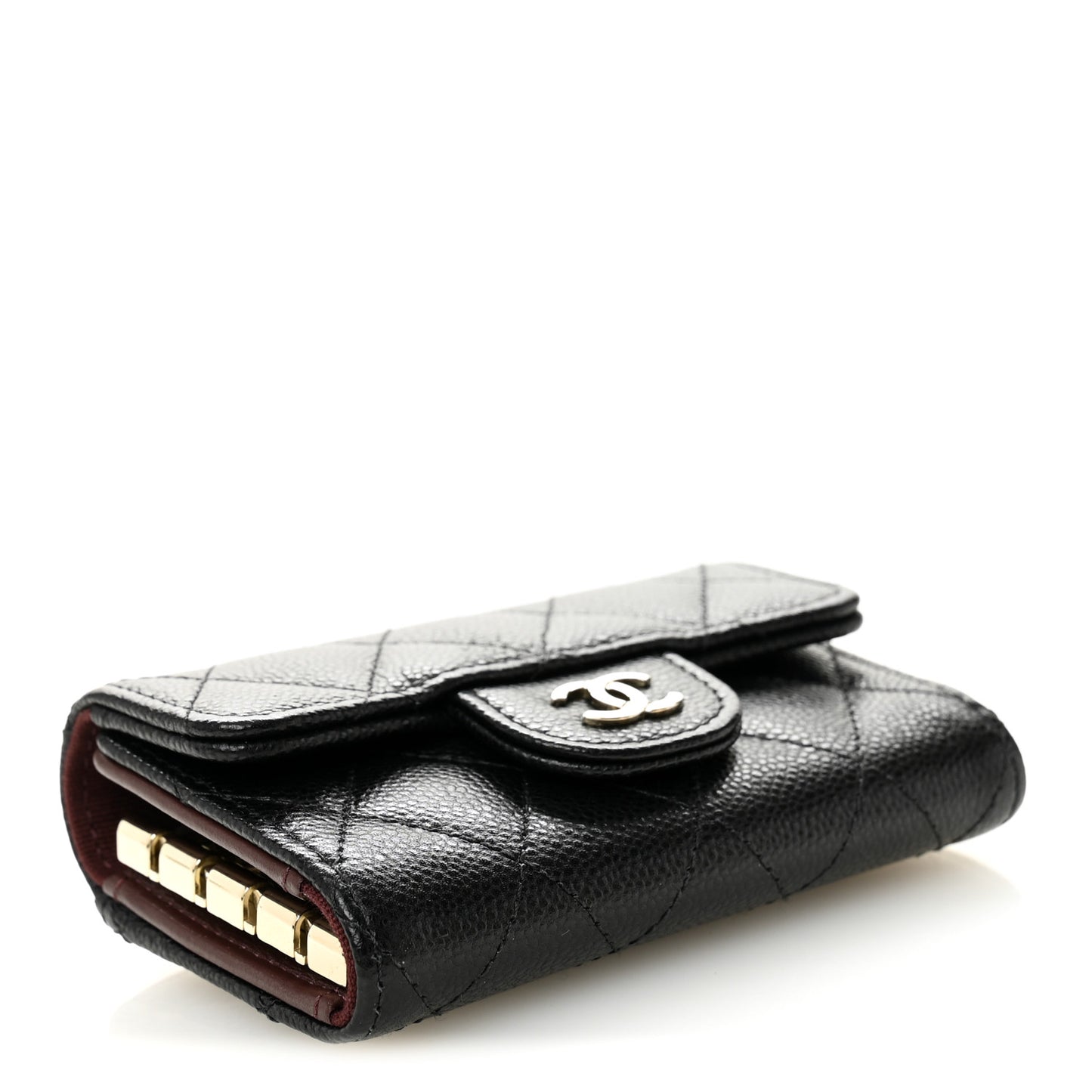 Caviar Quilted Classic 4 Key Holder Wallet Black