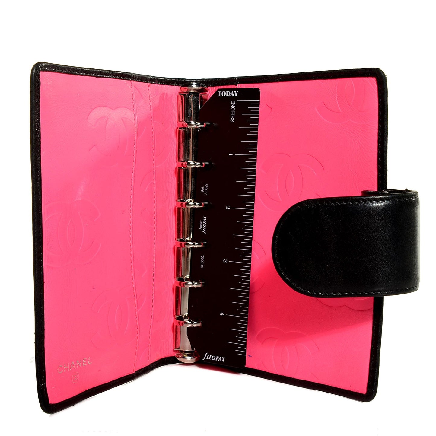 Calfskin Quilted Small Cambon Agenda Planner Black