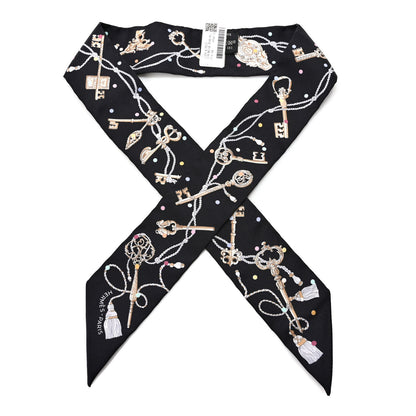 Hermes Silk Les Cles A Pois Twilly Black Beige Rose Multicolor 1 of 4