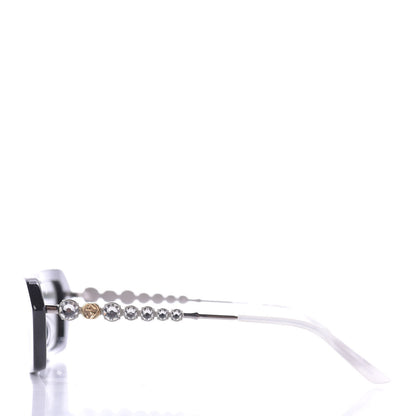 Gucci Acetate Crystal Embellished Rectangle Sunglasses GG0642S Black Gold 3 of 9