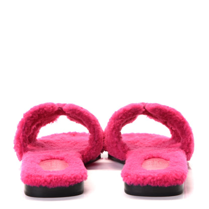 Hermes Woolskin Oran Sandals 37.5 Rose Fuchsia 7 of 10