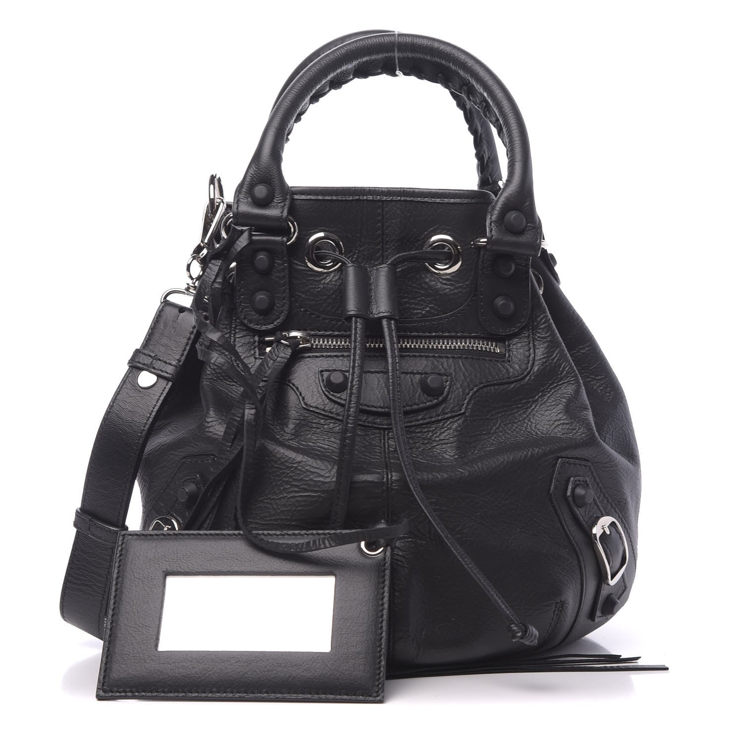 Balenciaga Matte Goatskin Rubber Covered Classic Hardware Mini Pompon Black 1 of 10