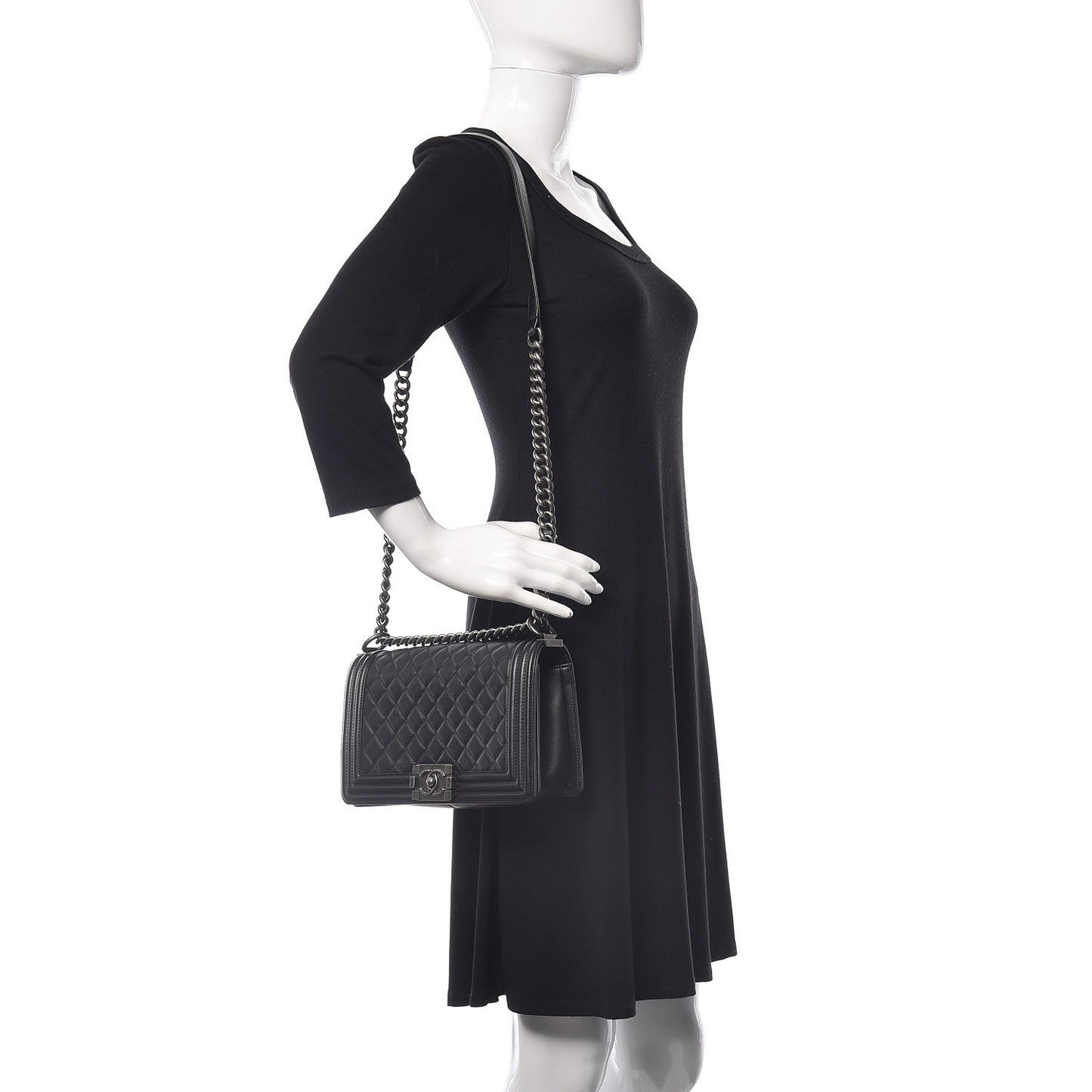 Calfskin Quilted Medium Boy Flap Black