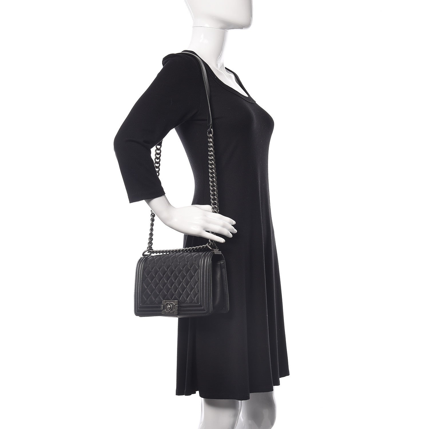 Chanel Calfskin Quilted Medium Boy Flap Black 2 of 11