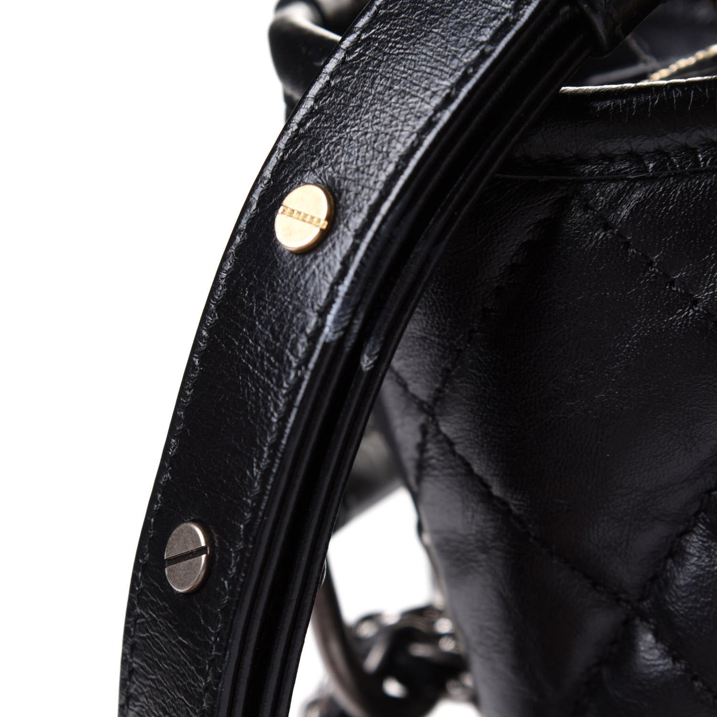 Aged Calfskin Quilted Small Gabrielle Hobo Black