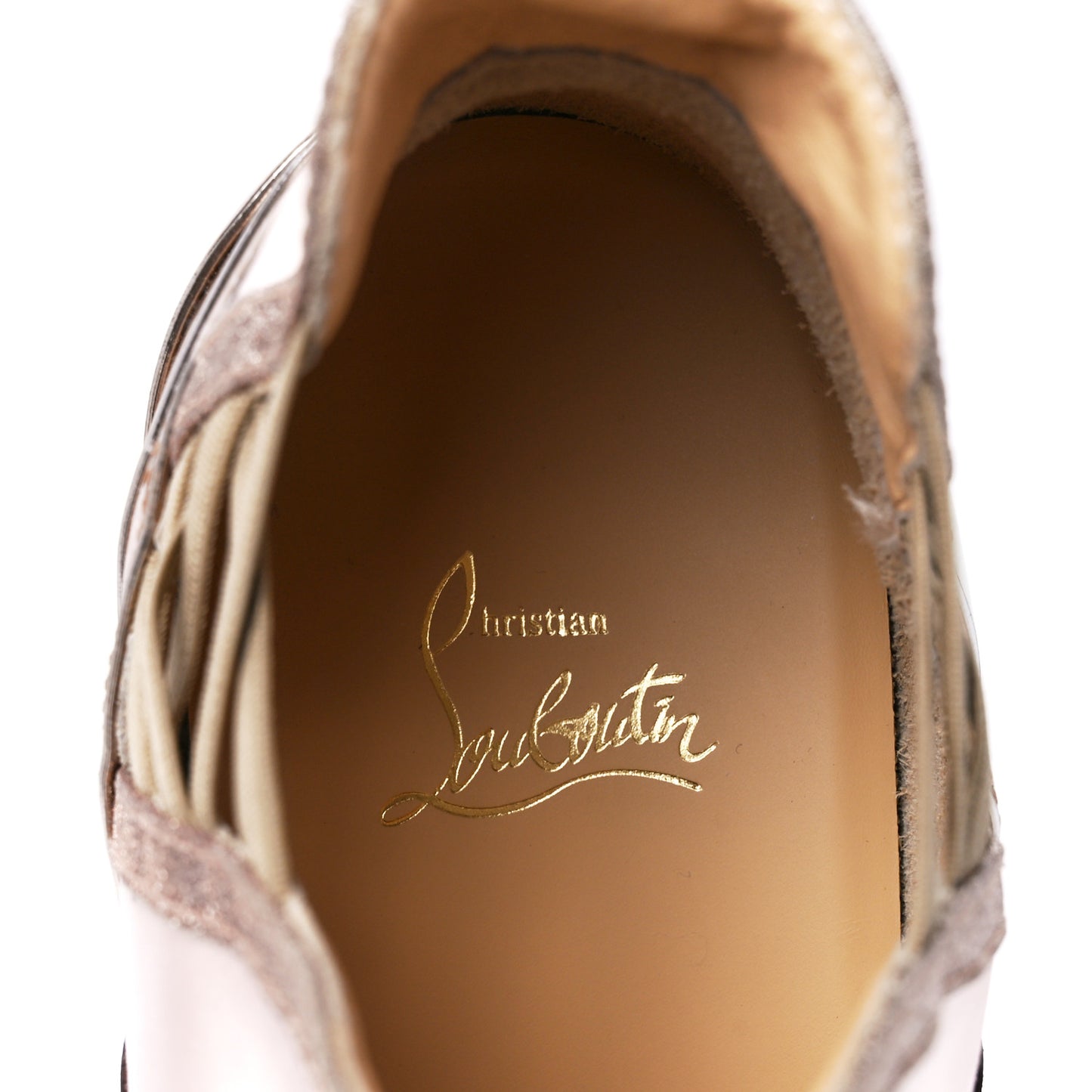 Satin Metallic Calfskin Glitter Specchio Studded 123 Run Flat Sneakers 41 Cortis