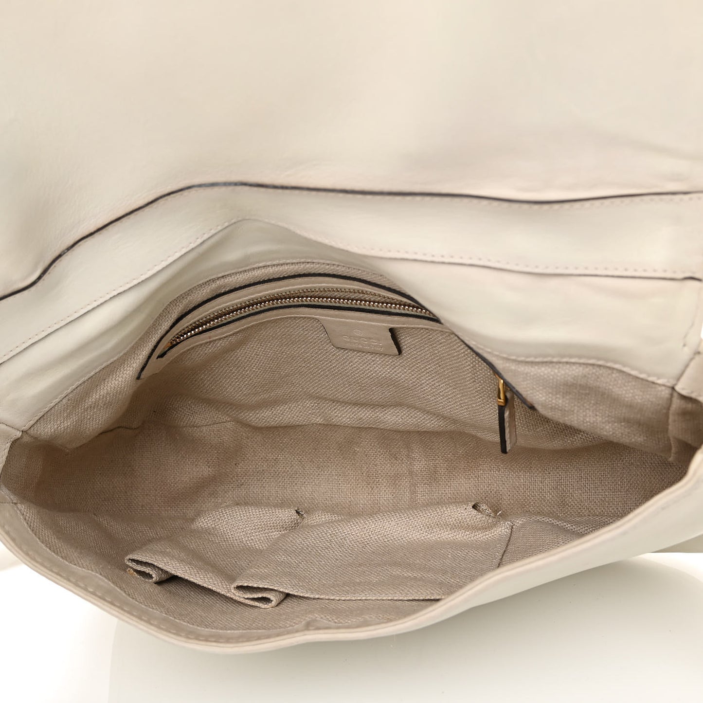 Calfskin Handmade Medium Flap Shoulder Bag Off White