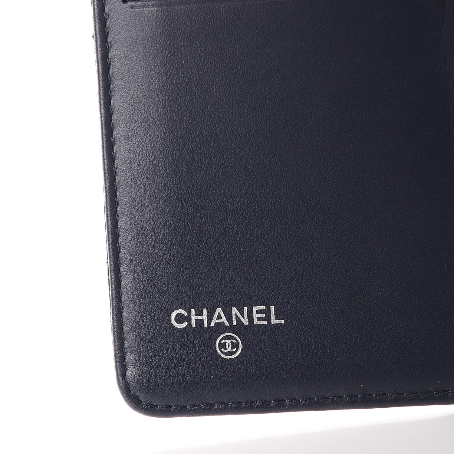 Chanel Caviar Chevron Quilted Yen Wallet Navy 6 of 8