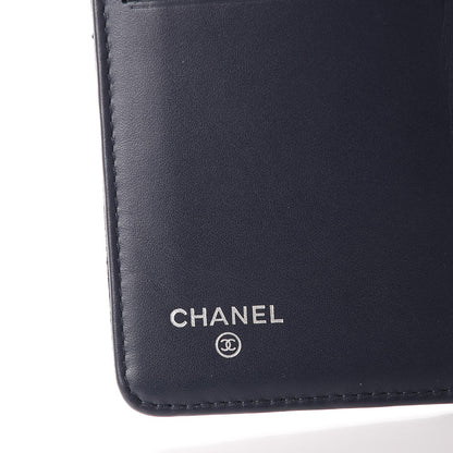 Chanel Caviar Chevron Quilted Yen Wallet Navy 6 of 8