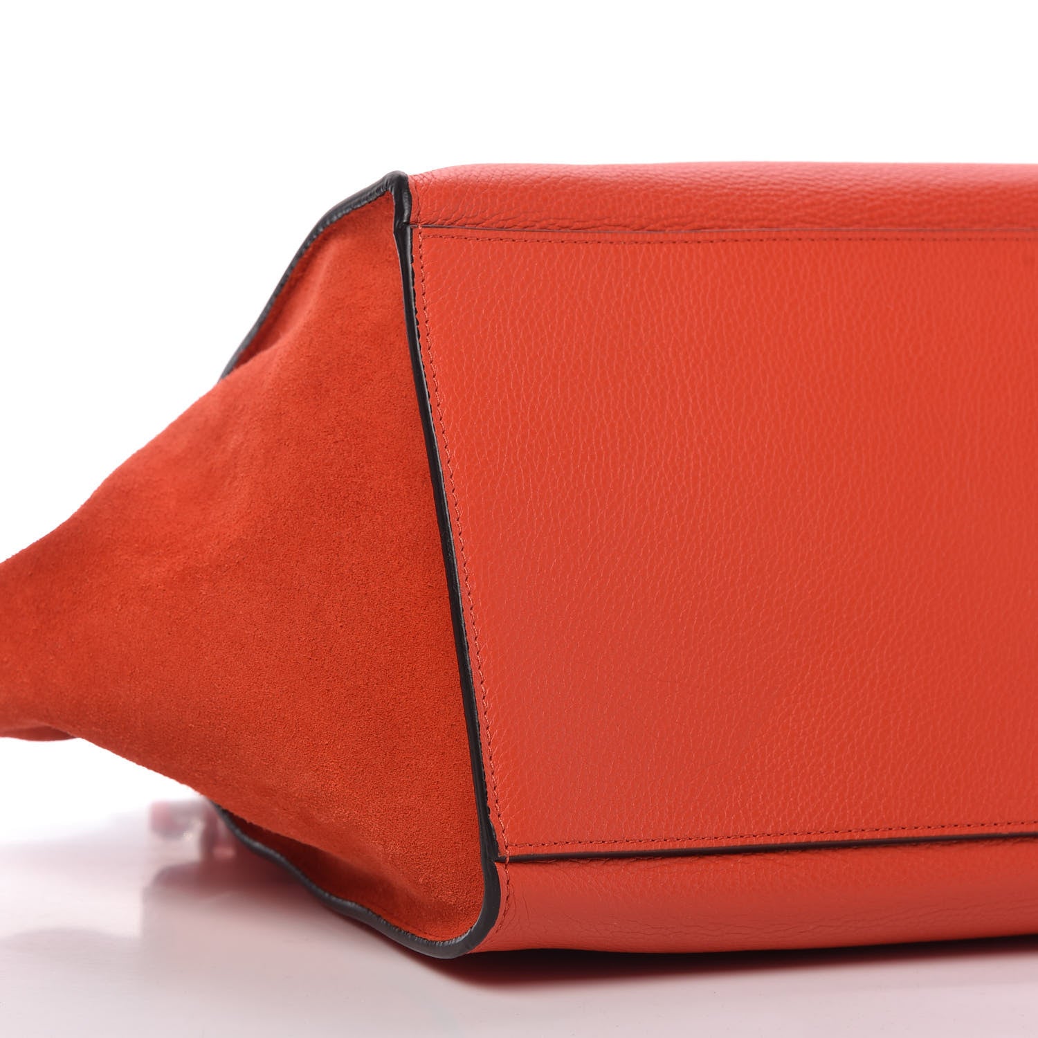 Celine Drummed Calfskin Suede Medium Trapeze Coquelicot 6 of 9
