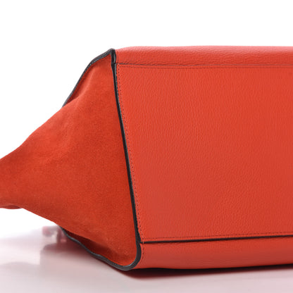 Celine Drummed Calfskin Suede Medium Trapeze Coquelicot 6 of 9