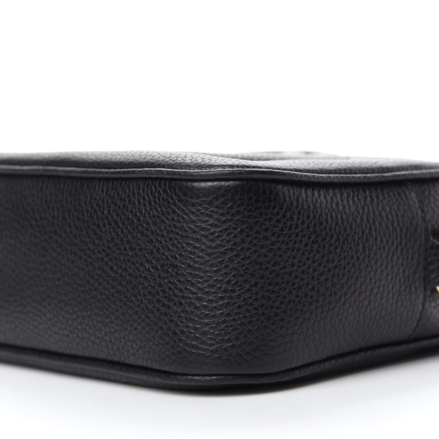 Pebbled Calfskin Small Soho Disco Bag Black