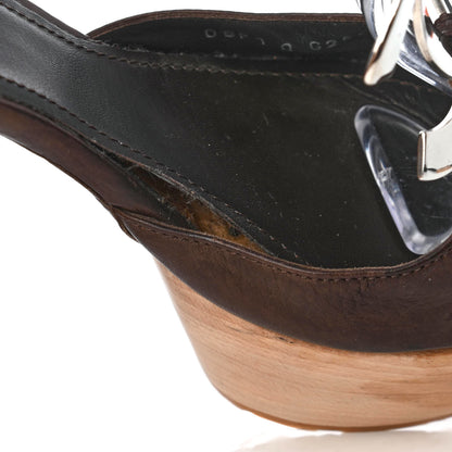 Chanel Calfskin Wooden CC Sandals 39 Dark Brown 13 of 14