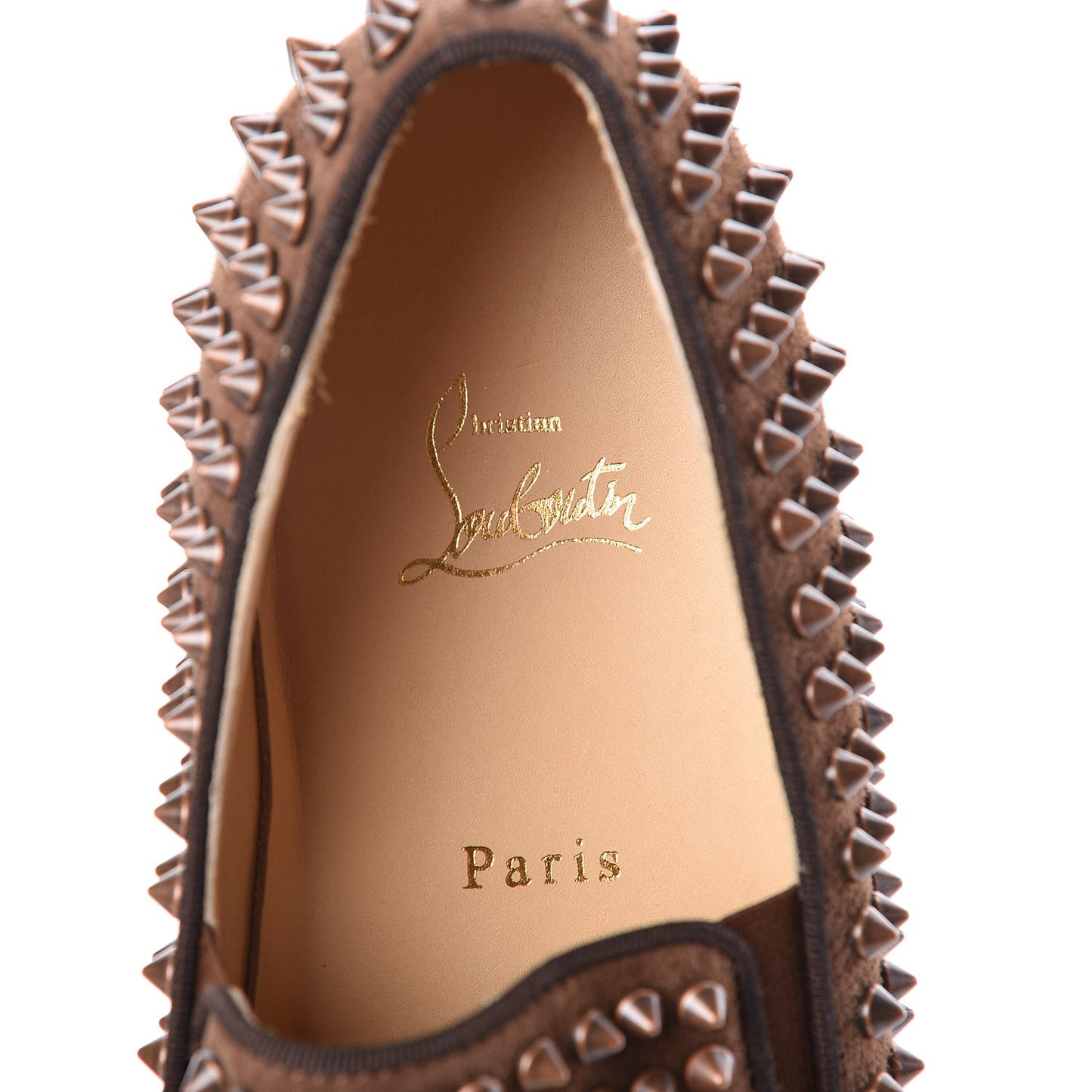 Veau Velours Spikes Mens Roller Boat Flats 41 Chatain Antique Copper