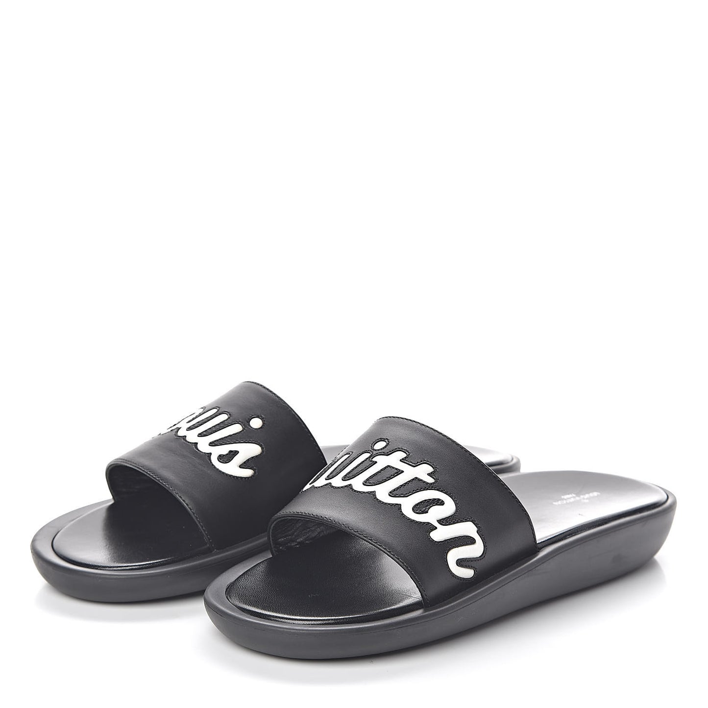 Calfskin Logo Sunbath Slide Sandals 40 Black