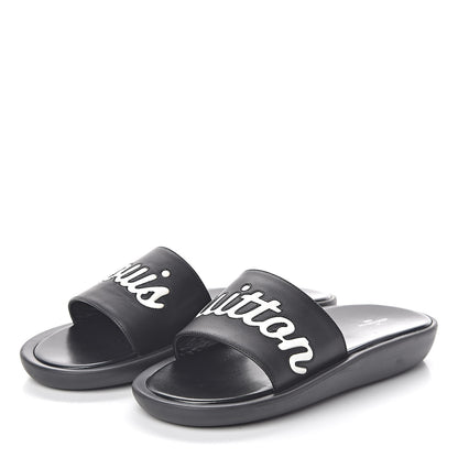 Louis Vuitton Calfskin Logo Sunbath Slide Sandals 40 Black 3 of 7