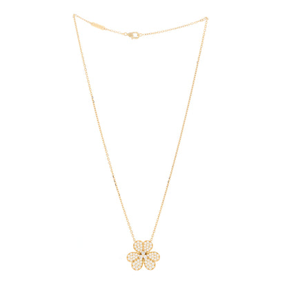 Van Cleef & Arpels 18K Yellow Gold Diamond Large Frivole Pendant Pave Necklace 2 of 4