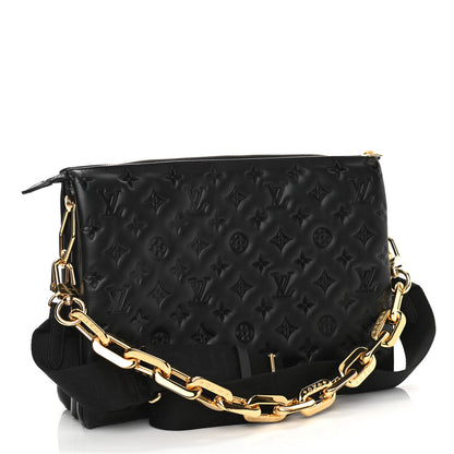 Louis Vuitton Lambskin Embossed Monogram Coussin MM Black 3 of 10