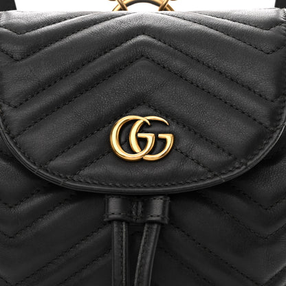 Gucci Calfskin Matelasse GG Marmont Flap Backpack Black 10 of 14