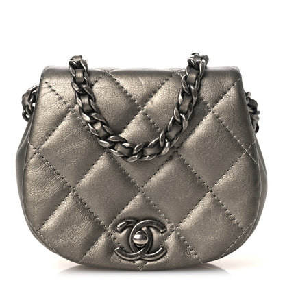 Chanel Metallic Calfskin Quilted Mini Coco Mail Clutch Ruthenium 1 of 12