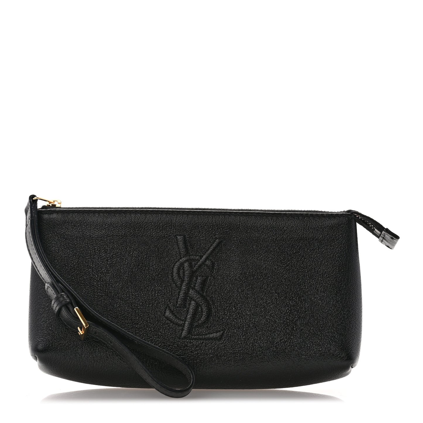 Calfskin Monogram Wristlet Pouch Black