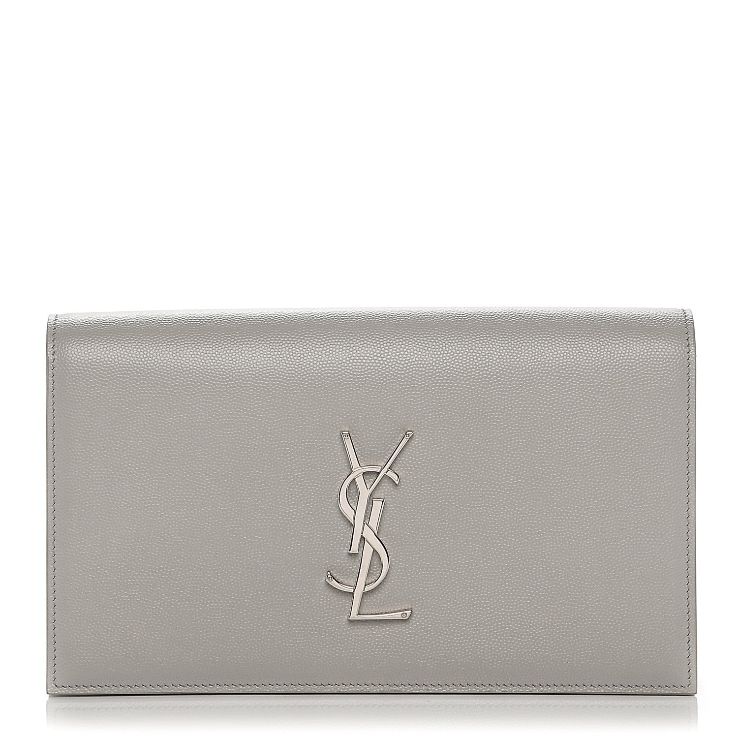 Saint Laurent Grain De Poudre Classic Monogram Kate Clutch Light Grey 1 of 8