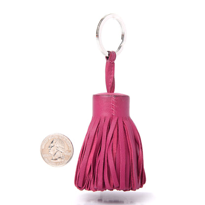 Hermes Lambskin Carmen Tassel Key Holder Rose Tyrien 2 of 3