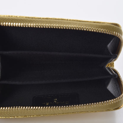 Chanel Metallic Calfskin Crocodile Embossed Cocodile Zip Coin Case Gold 5 of 8