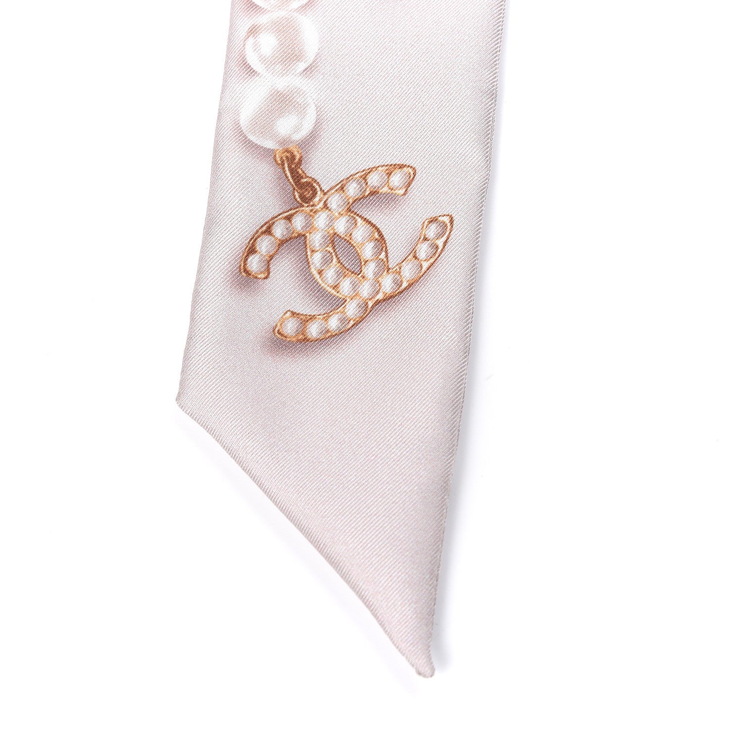 Chanel Silk Pearl CC Slim Bandeau Scarf Light Pink 3 of 3