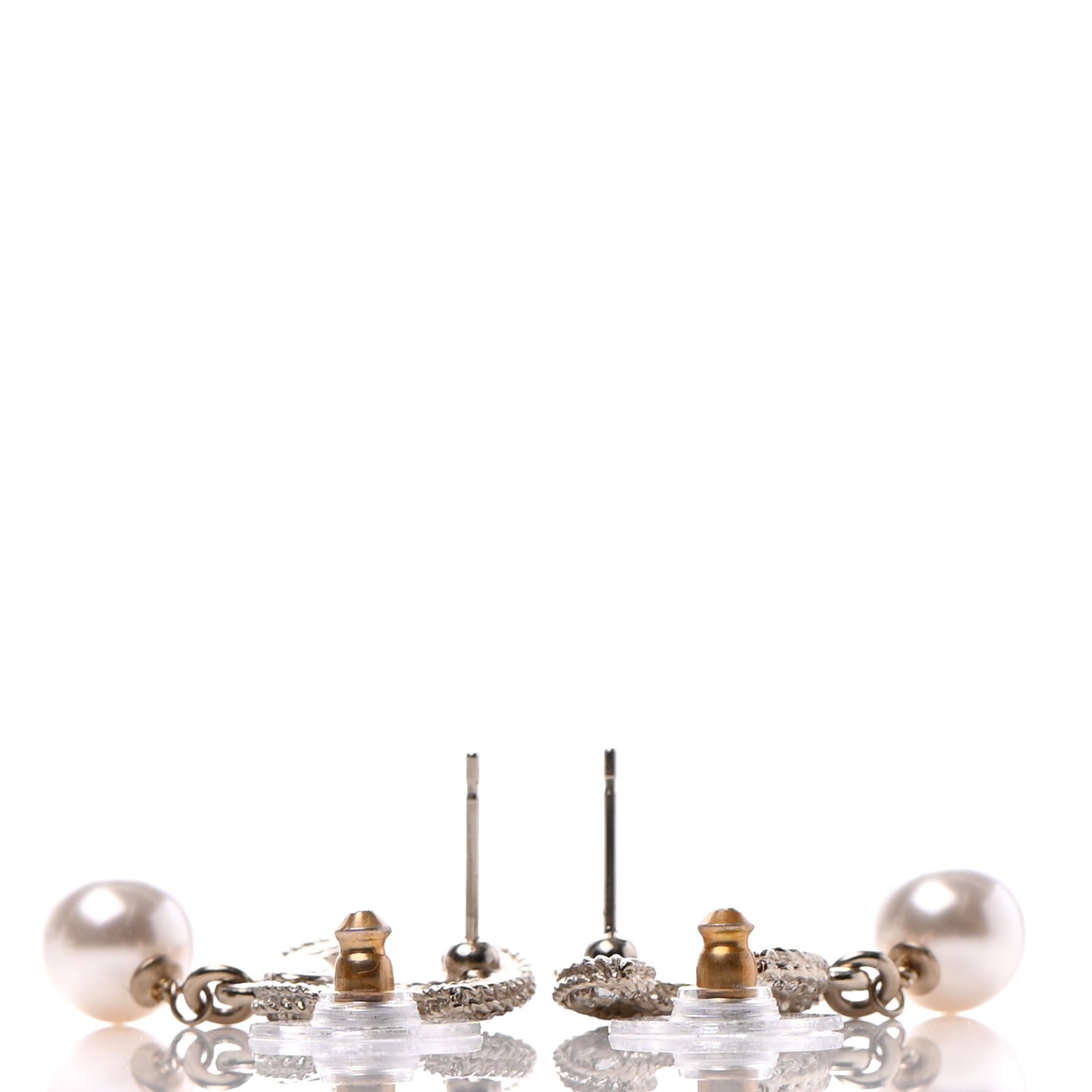 Crystal Pearl CC Drop Earrings Gold