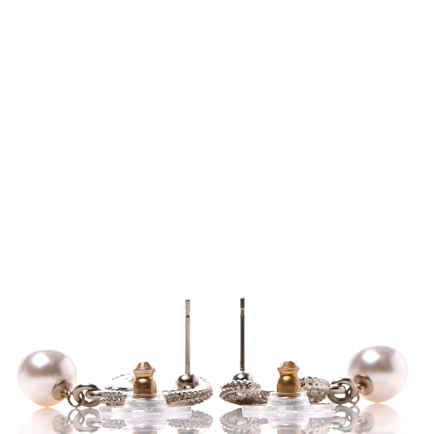 Chanel Crystal Pearl CC Drop Earrings Gold 3 of 4