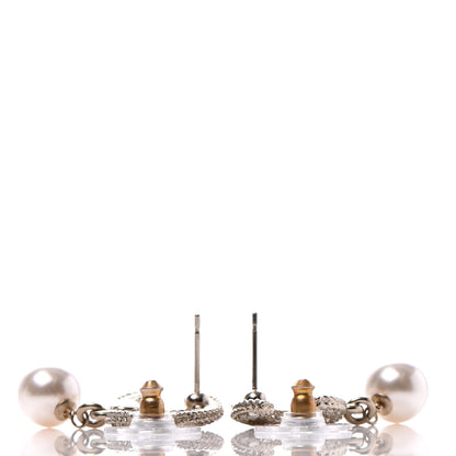 Chanel Crystal Pearl CC Drop Earrings Gold 3 of 4