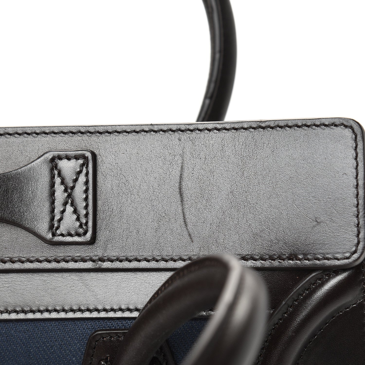 Celine Textile Smooth Calfskin Micro Luggage Dark Blue Black 17 of 17