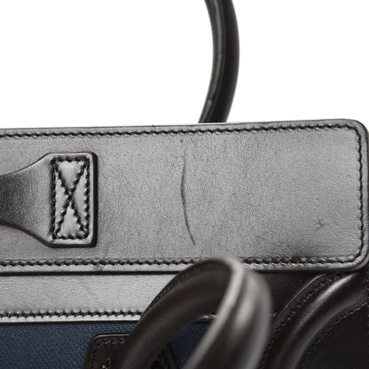 Celine Textile Smooth Calfskin Micro Luggage Dark Blue Black 17 of 17
