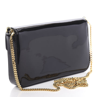 Fendi Vitello Vernice Mou F is Fendi Envelope Wallet on Chain with Pouches Black 4 of 12