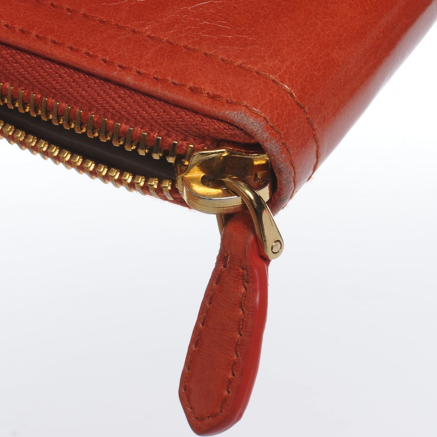 Vitello Shine Zip Around Wallet Mandarino