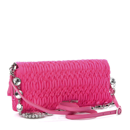 Miu Miu Faille Matelasse Crystal Flap Clutch Pink 3 of 10