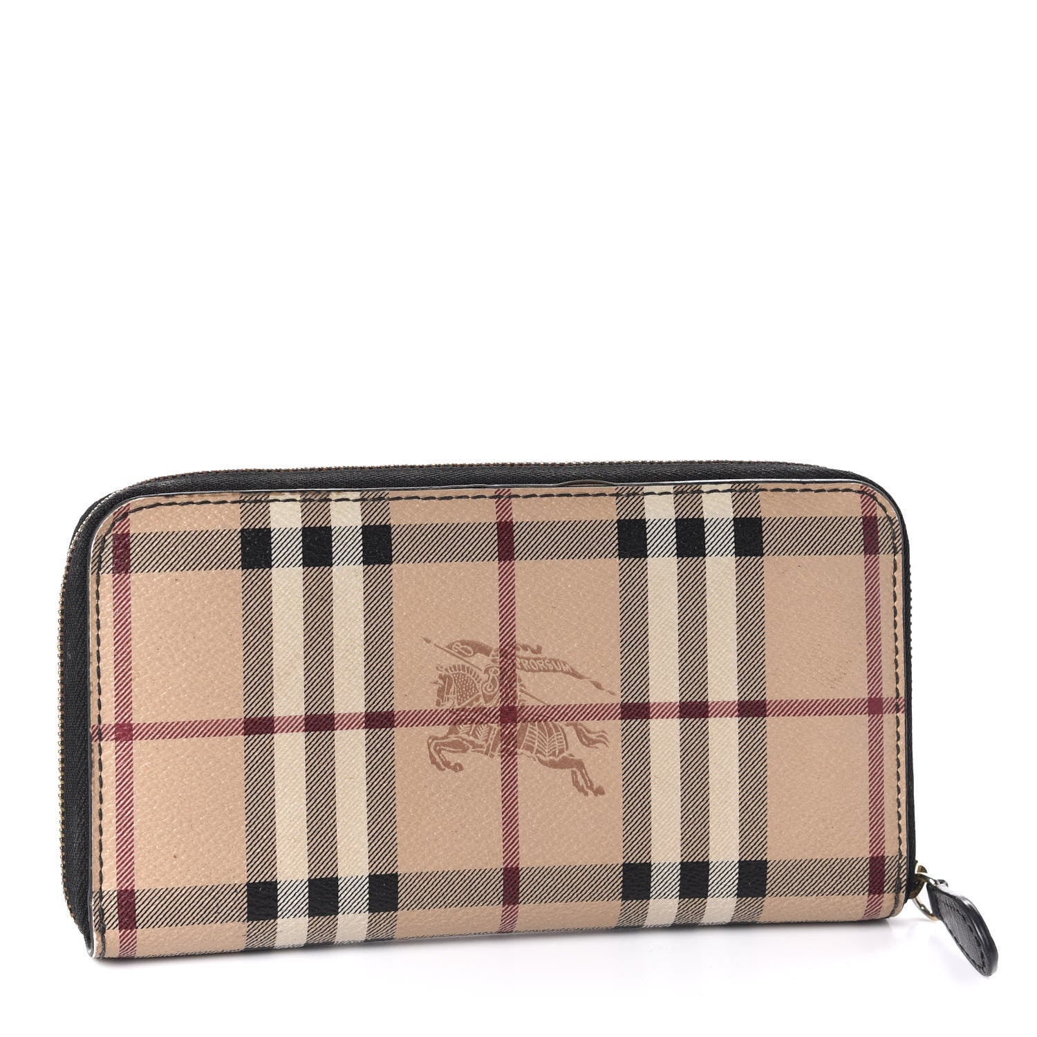 Burberry Calfskin Haymarket Check Elmore Zip Around Wallet Black 3 of 7