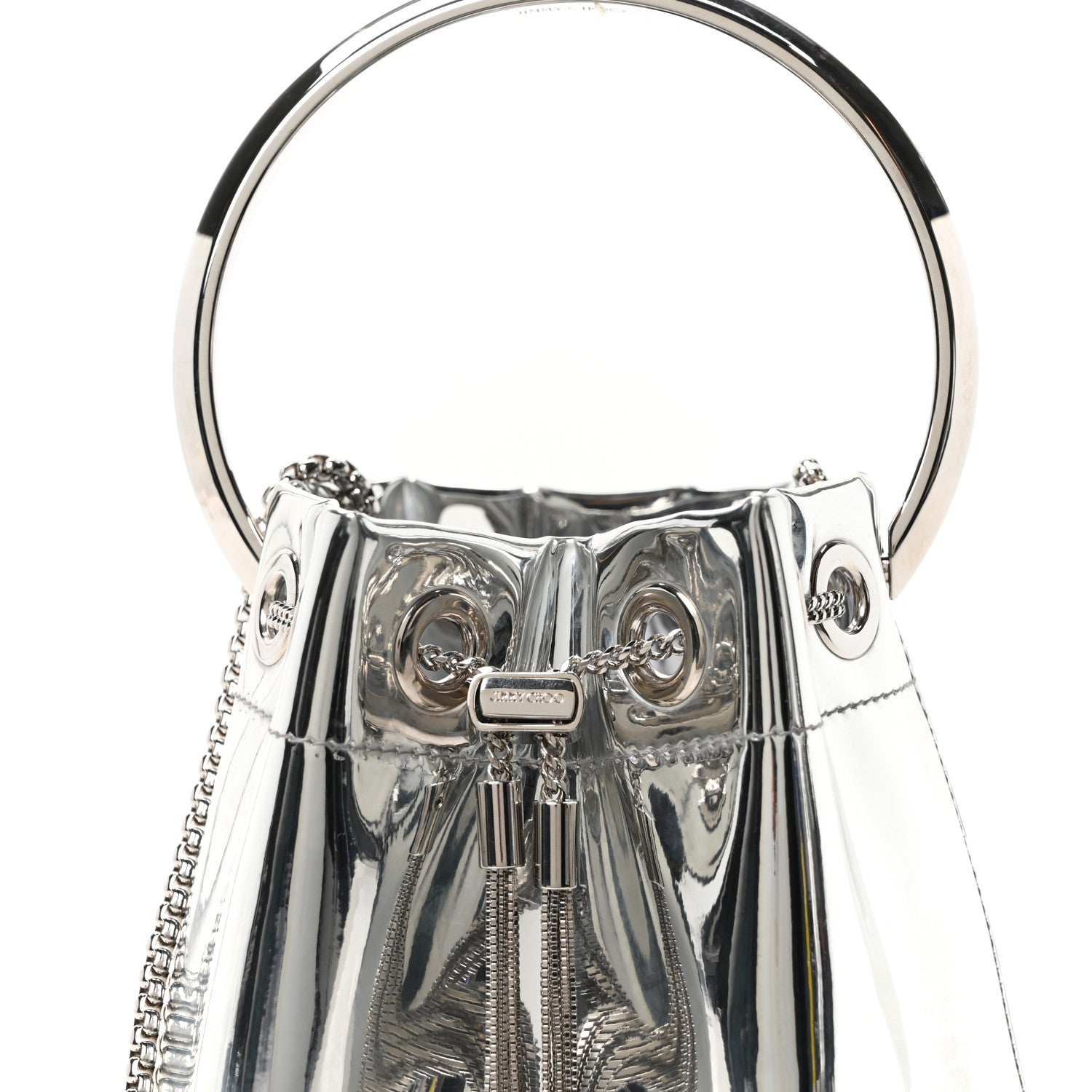 Jimmy Choo Metallic Patent Bon Bon Bag Silver 7 of 9