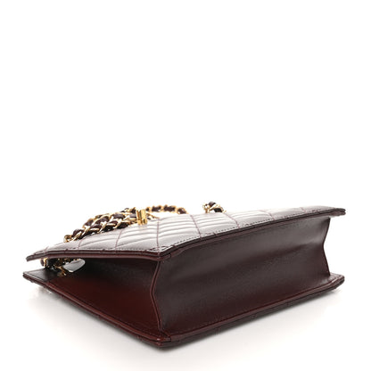Chanel Shiny Calfskin Quilted Small Shopping Bag Burgundy 4 of 10