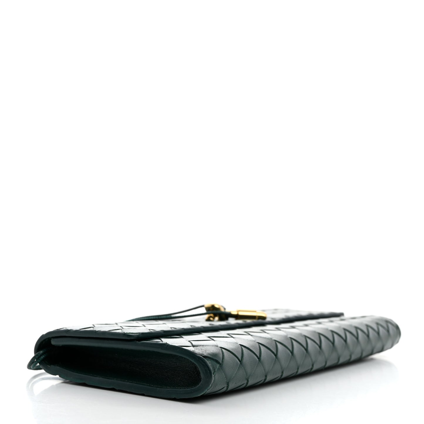Nappa Intrecciato Long Andiamo Top Handle Clutch Emerald Green