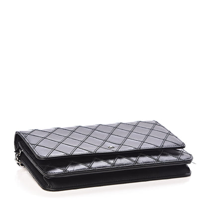 Chanel Lambskin Diamond Stitched Wallet On Chain WOC Black 4 of 12