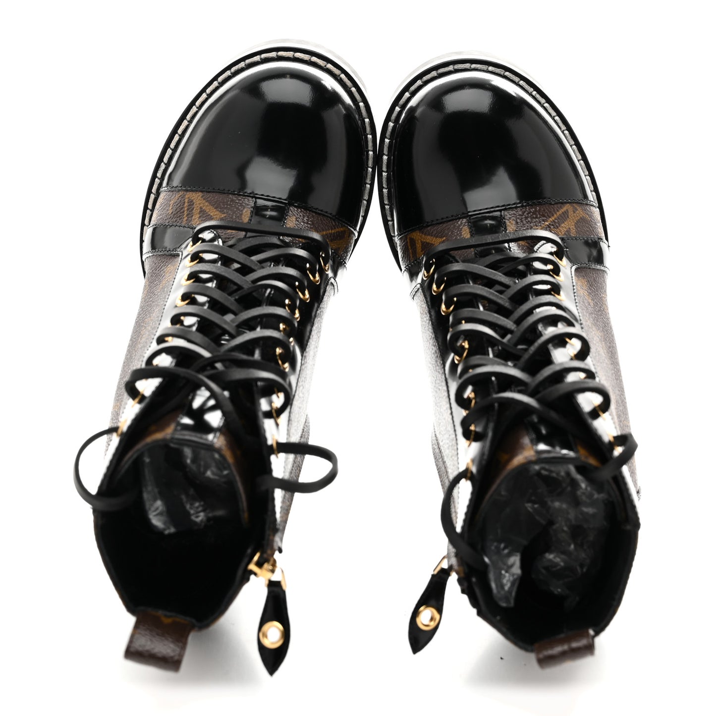 Patent Calfskin Monogram Star Trail Ankle Boots 38 Black