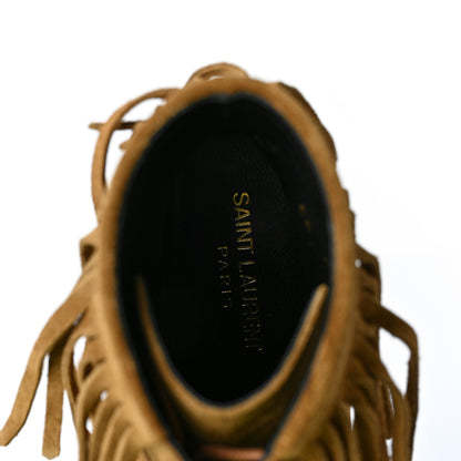 Saint Laurent Suede Babies 90 Fringe Ankle Boots 38 Light Tan 7 of 8