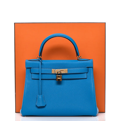 Hermes Togo Kelly Retourne 28 Bleu Zanzibar 35 of 36