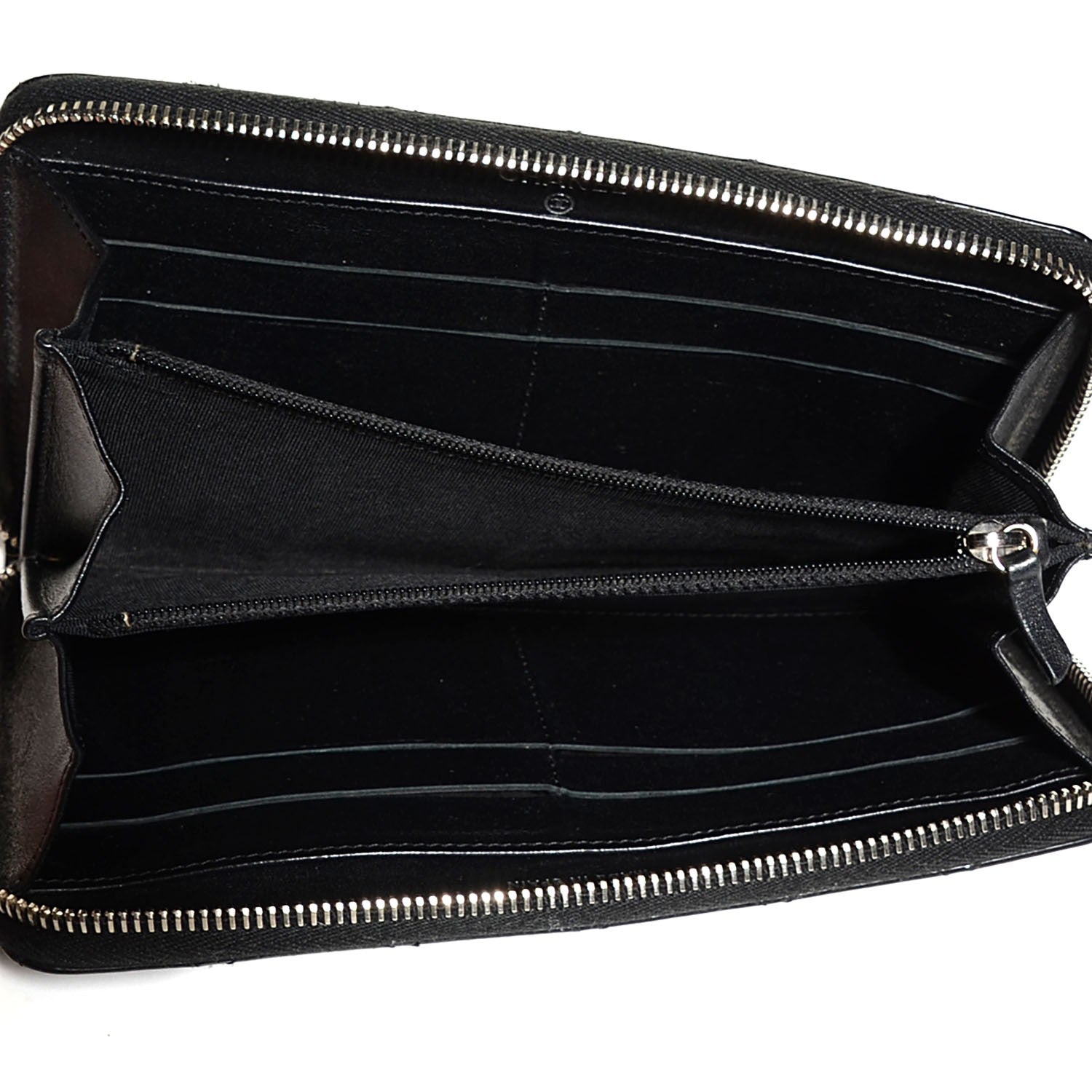 Chanel Patent Calfskin Quilted Large Gusset Zip Around Wallet Black 5 of 8