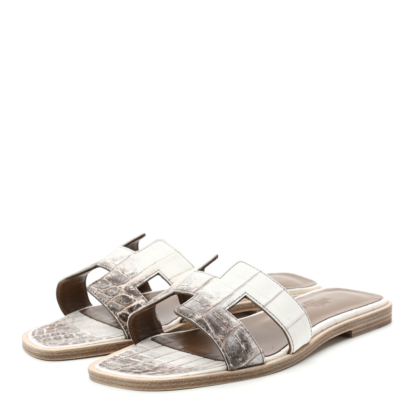 Matte Niloticus Crocodile Himalaya Oran Sandals 36 Blanc