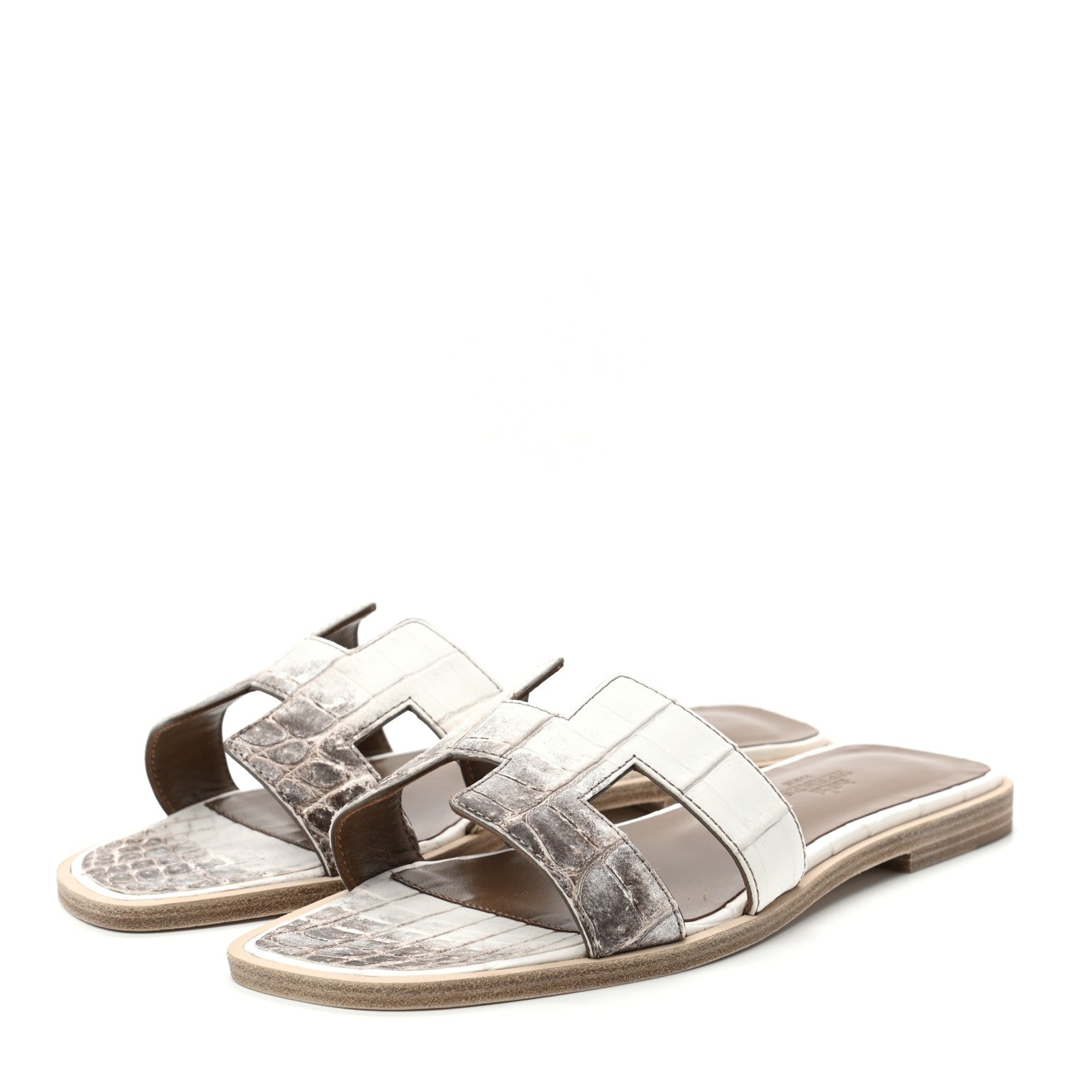 Hermes Matte Niloticus Crocodile Himalaya Oran Sandals 36 Blanc 3 of 8